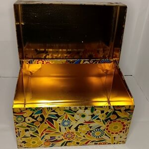 SOLD -- Vintage Floral Goldtone Metal Keepsake / Makeup / Jewelry Box